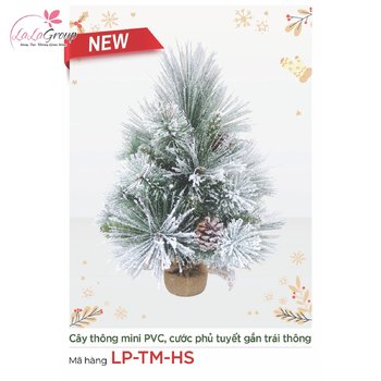 Cây thông mini PVC, cước phủ tuyết gắn trái thông