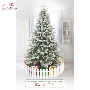 Cây thông noel PE phủ tuyết 2 loại lá - Cây tự động