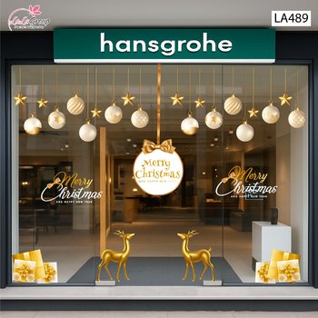 Combo Decal Trang Trí Noel Tuần Lộc Vàng Và Những Hộp Quà Xinh Xắn