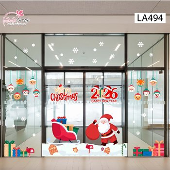 Combo Decal Trang Trí Noel Ông Già Noel Và Những Phần Quà Xinh Xắn