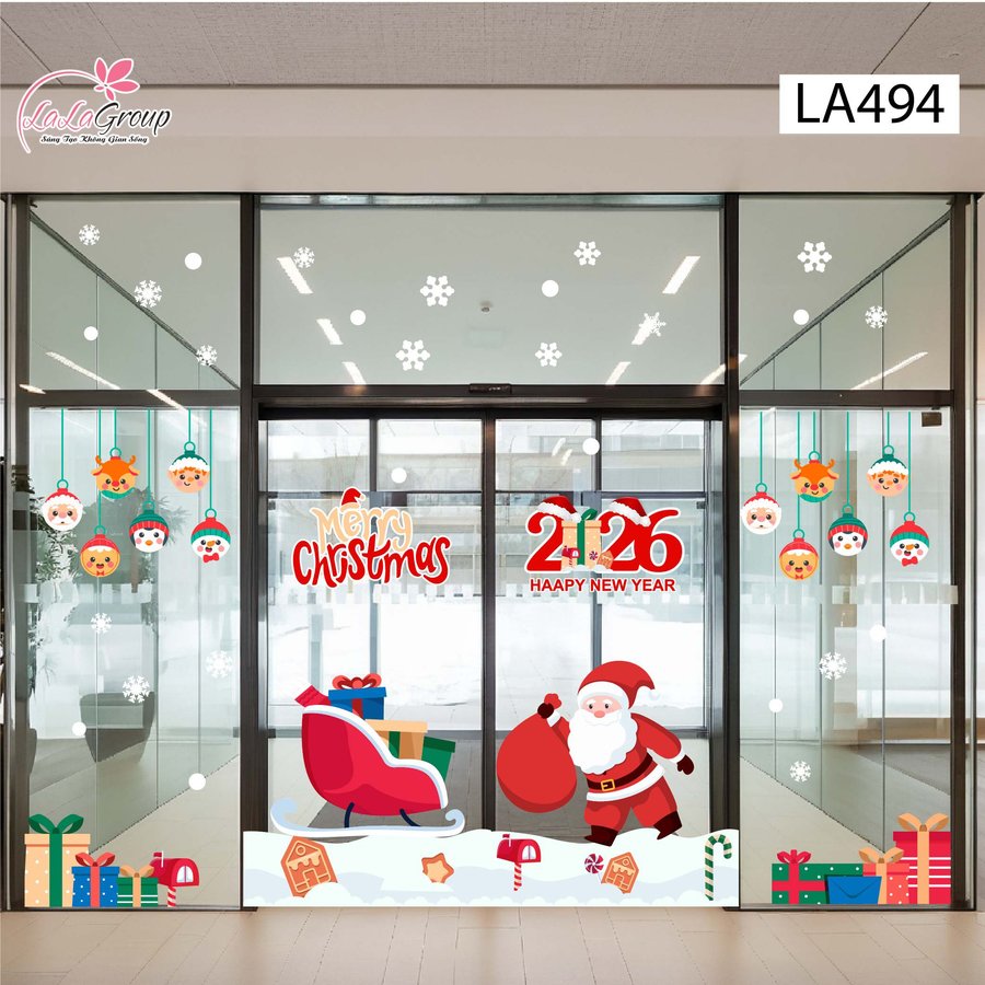 Combo Decal Trang Trí Noel Ông Già Noel Và Những Phần Quà Xinh Xắn