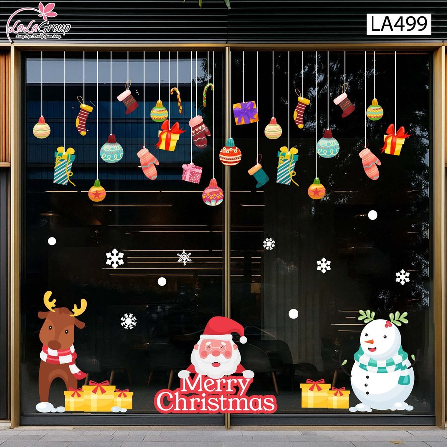 Combo Decal Trang Trí Noel Ông Già Noel Và Tuần Lộc Vui Vẻ