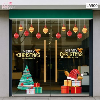 Combo Decal Trang Trí Noel Cây Thông Xanh Và Những Phần Quà Lung Linh