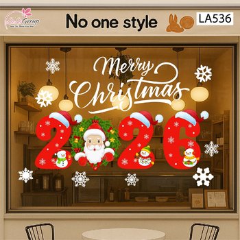 Decal Trang Trí Noel Ông Già Noel Vui Vẻ Và Merry Christmas
