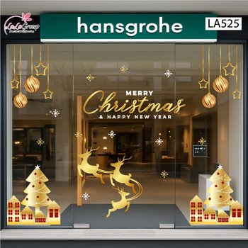 Combo Decal Trang Trí Noel Đàn Tuần Lộc Và Những Ngôi Nhà Dưới Tuyết