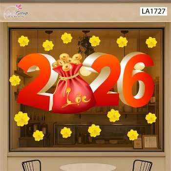 Decal Trang Trí Tết Bính Ngọ Tài Lộc 2026