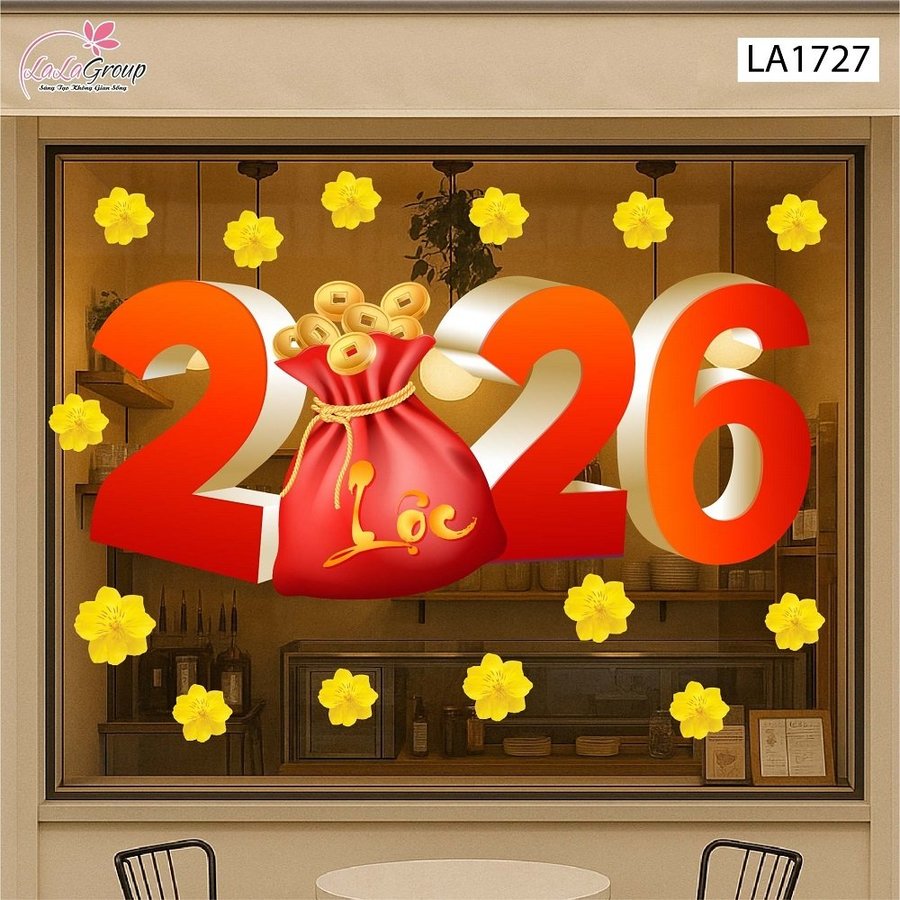 Decal Trang Trí Tết Bính Ngọ Tài Lộc 2026
