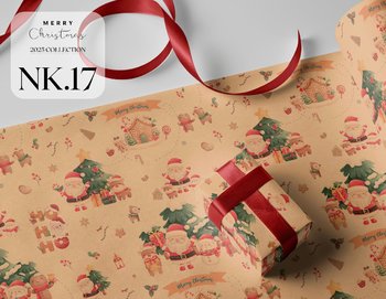 Giấy Gói Quà Hoạ Tiết Giáng Sinh Ông Già Noel Và Những Người Bạn