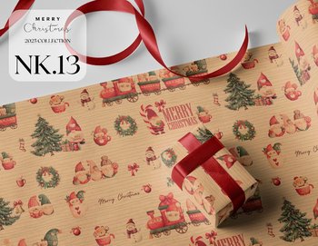 Giấy Gói Quà Họa Tiết Merry Christmas Người Tuyết Và Những Chú Lùn