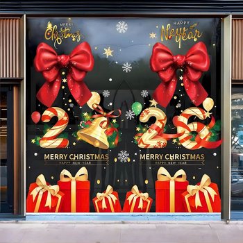Combo 3 Tấm Decal Trang Trí Noel Nơ Đỏ Và Hộp Quà Giáng Sinh 2026