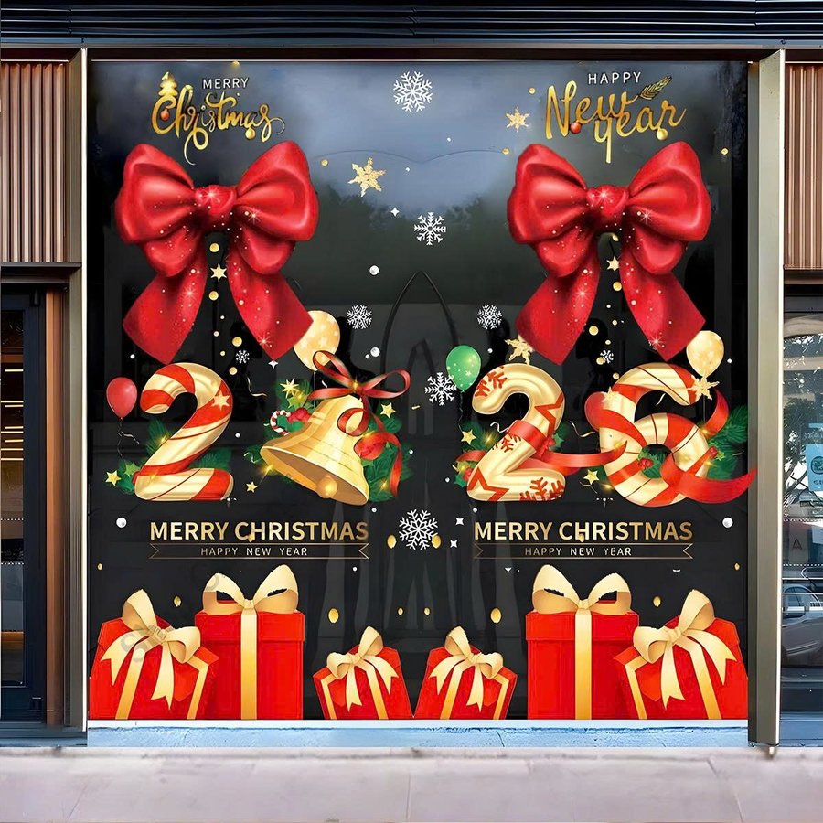 Combo 3 Tấm Decal Trang Trí Noel Nơ Đỏ Và Hộp Quà Giáng Sinh 2026