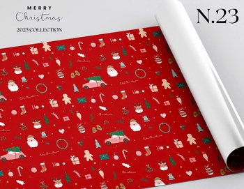 Set 5 Giấy Gói Quà Hình Ô tô hồng Và Ông Già Noel