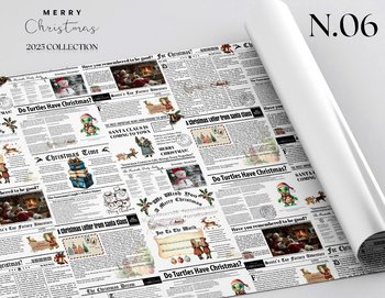 Set 5 Giấy gói quà noel hoạ tiết giấy báo