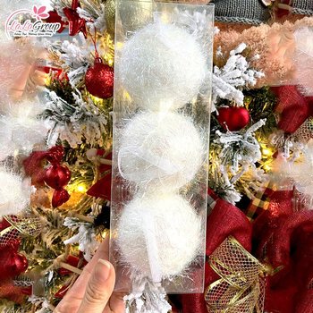 Hộp 3 Quả Châu Màu Trắng Tuyết Trang Trí Noel