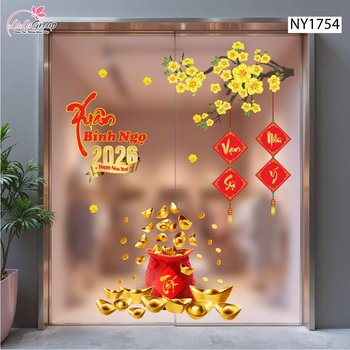 Combo Decal Trang Trí Tết Xuân Bính Ngọ 2026 Túi Tiền Tài Lộc