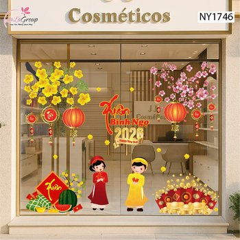 Combo Decal Trang Trí Tết Bé Chúc Xuân Bính Ngọ 2026