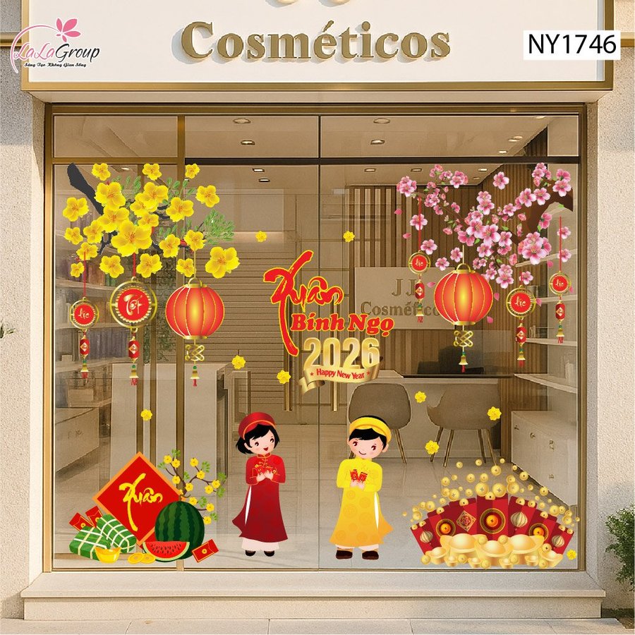 Combo Decal Trang Trí Tết Bé Chúc Xuân Bính Ngọ 2026