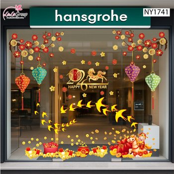 Combo Decal Trang Trí Tết Én Vàng Đón Xuân Bính Ngọ 2026