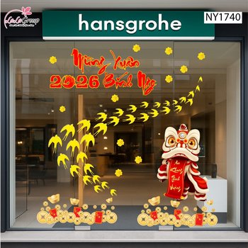 Combo Decal Trang Trí Tết Én Vàng Mừng Xuân Bính Ngọ 2026