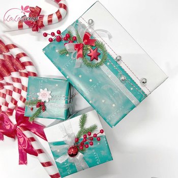 Set 3 Hộp Quà Noel Màu Xanh Dương Trang Trí Giáng Sinh Sang Trọng