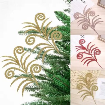 Lá dương xỉ xoắn ốc phủ kim tuyến phụ kiện trang trí