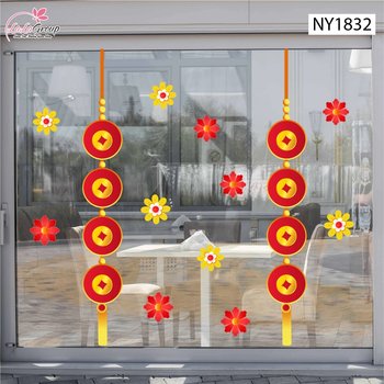 Decal Trang Trí Tết Lộc Treo Đồng Tiền Vàng Tài Lộc