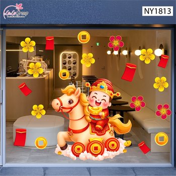 Decal Trang Trí Tết Thần Tài Chiêu Tài Đón Lộc