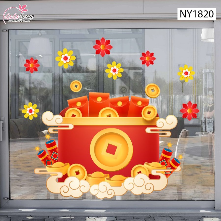 Decal Trang Trí Tết Túi Tiền Vàng Phúc Lộc Trọn Năm