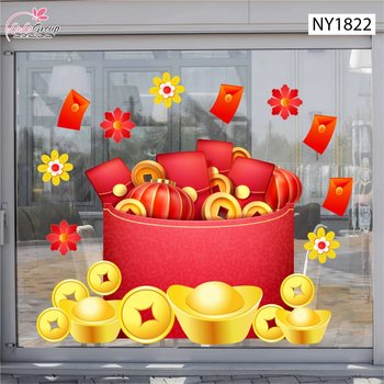 Decal Trang Trí Tết Túi Tiền Vàng Vượng Tài Phát Lộc