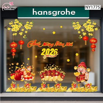 Combo Decal Trang Trí Tết Chúc Mừng Năm Mới 2026 Tài Lộc Thịnh Vượng