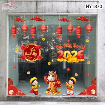 Combo Decal Trang Trí Tết Tuấn Mã Mừng Xuân Bính Ngọ 2026