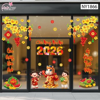 Combo Decal Trang Trí Tết Tuấn Mã Rước Lộc Xuân