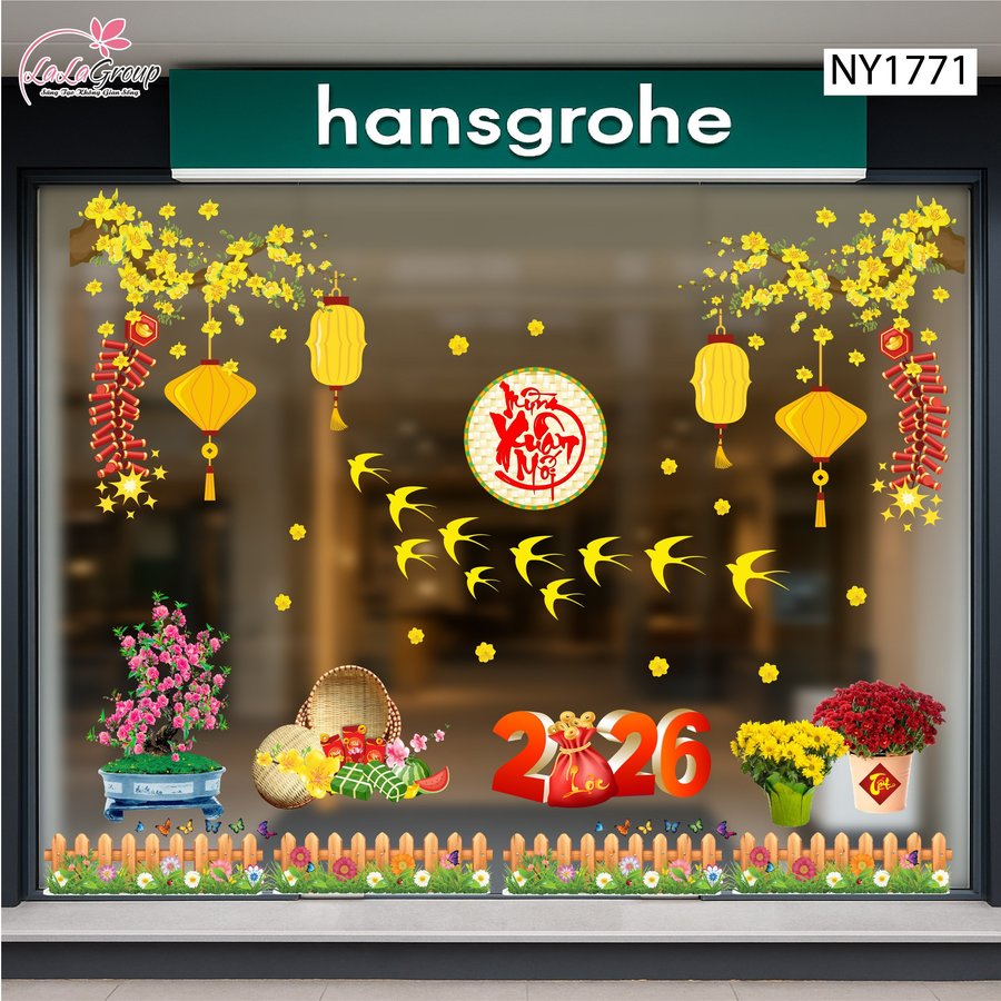 Combo Decal Trang Trí Tết Én Vàng Bay Lượn Mừng Xuân Mới Bính Ngọ