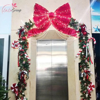 Dây thông Noel Kèm Nơ Nhung Cao Cấp dài 2m1