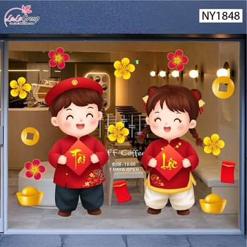 Decal Trang Trí Tết Bé Chúc Tết Tài Lộc
