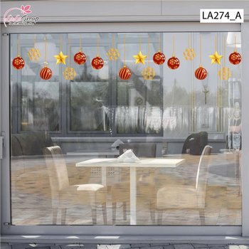 Decal trang trí noel Cây Thông Vàng Và Những Hộp Quà Mẫu 2 tấm A