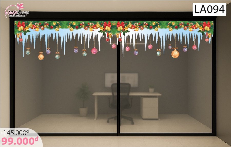 Decal dán tường dây treo chuông vàng Noel 2