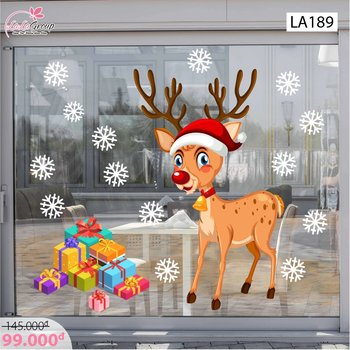 Decal trang trí noel tuần lộc và hộp quà noel