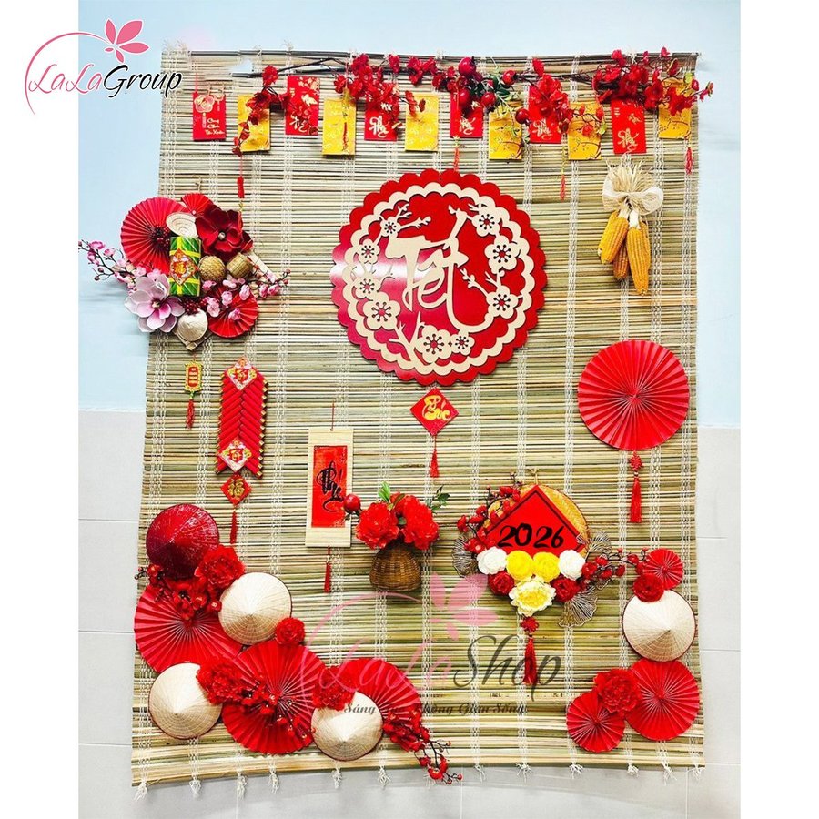 Bộ mành lớn full phụ kiện trang trí tiểu cảnh tết 2026