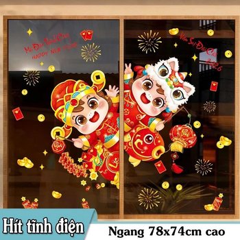 Decal 2 mặt tĩnh điện trang trí tết mã đáo thành công 2026