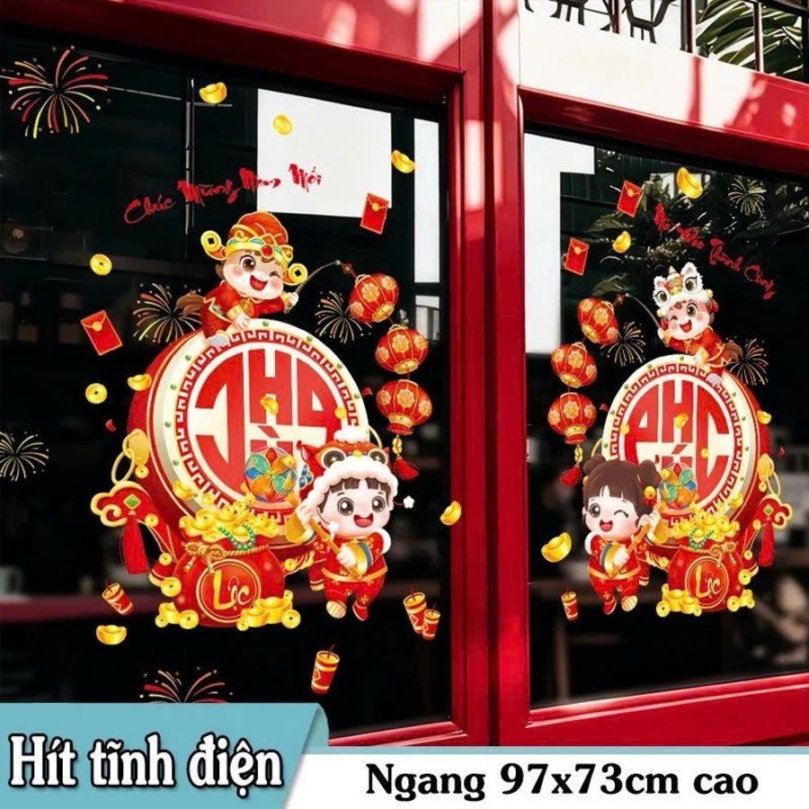 Decal Tĩnh Điện 2 Mặt Chúc Mừng Năm Mới