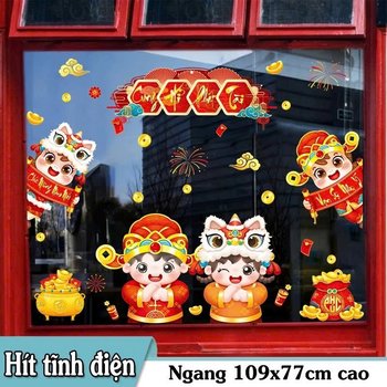 Decal tĩnh điện 2 mặt trang trí tết cung hỷ phát tài