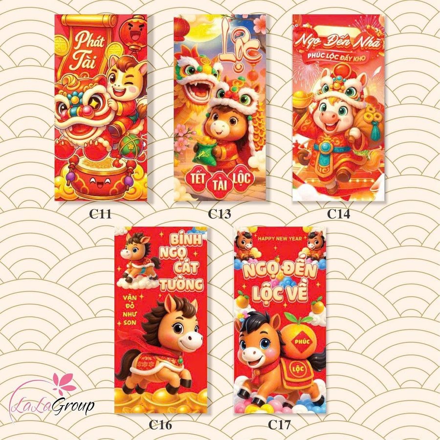 Combo 10 Bao Lì Xì Bính Ngọ Cát Tường