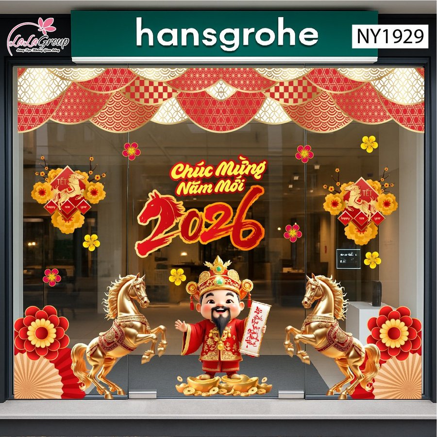 Combo Decal Trang Trí Tết Lộc Biếc Mai Vàng Xuân Hạnh Phúc Bình An