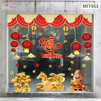 Combo Decal Trang Trí Tết Xuân Bình Ngọ Thần Tài Phát Lộc