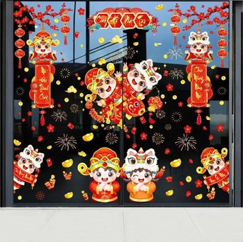 Combo decal tết tĩnh điện 2 mặt bé chúc xuân vạn sự như ý