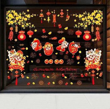 Combo decal tết tĩnh điện 2 mặt mã đáo thành công 2026