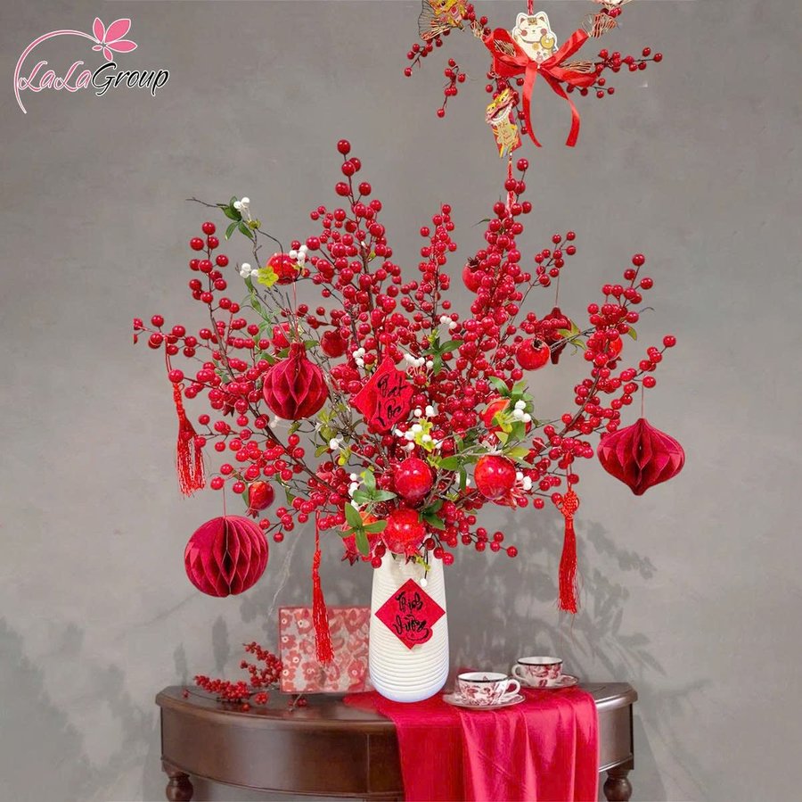 Bình hoa đào đông thịnh vượng sum vầy