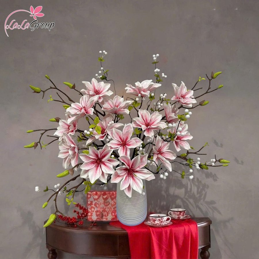 Bình hoa mộc lan hồng cao cấp