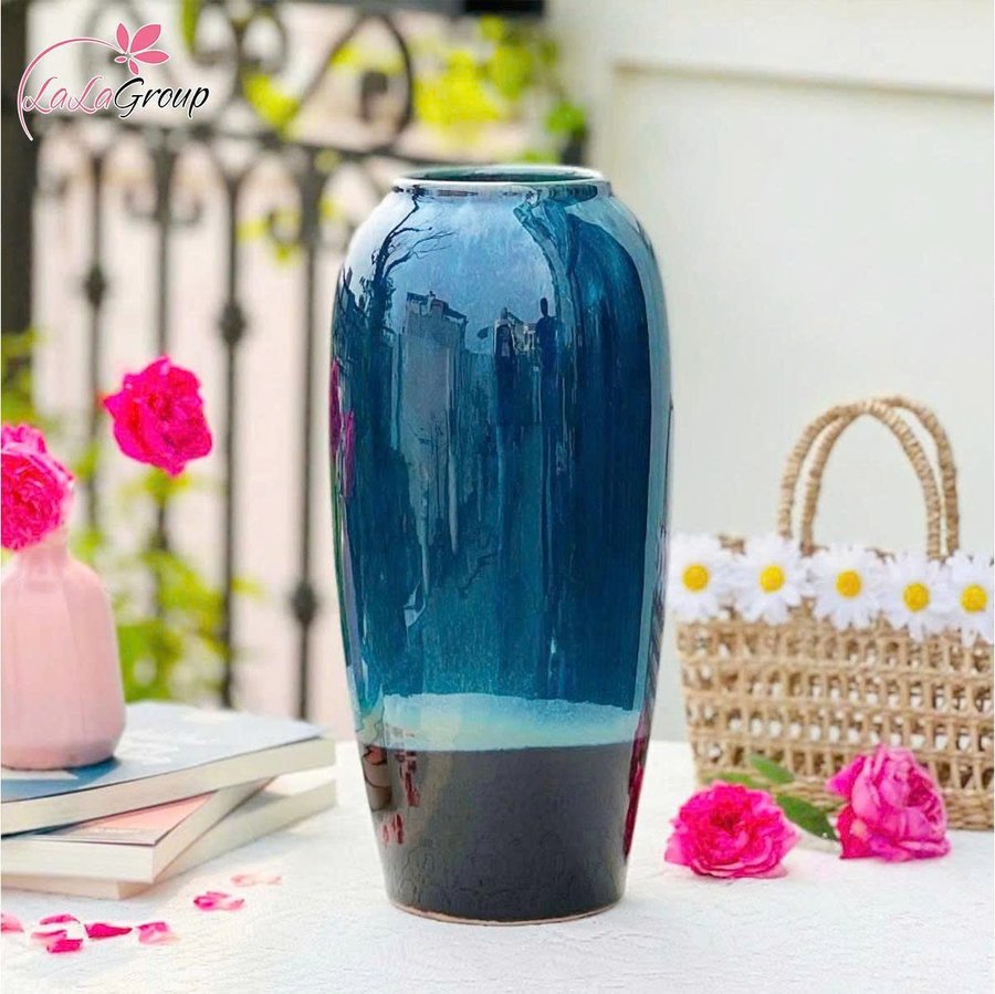 Bình Hoa Gốm Xanh Dương